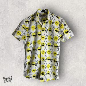 Phat Farm Men's Large Button Up Shirt Smiley Face Print Casual Streetwear Small